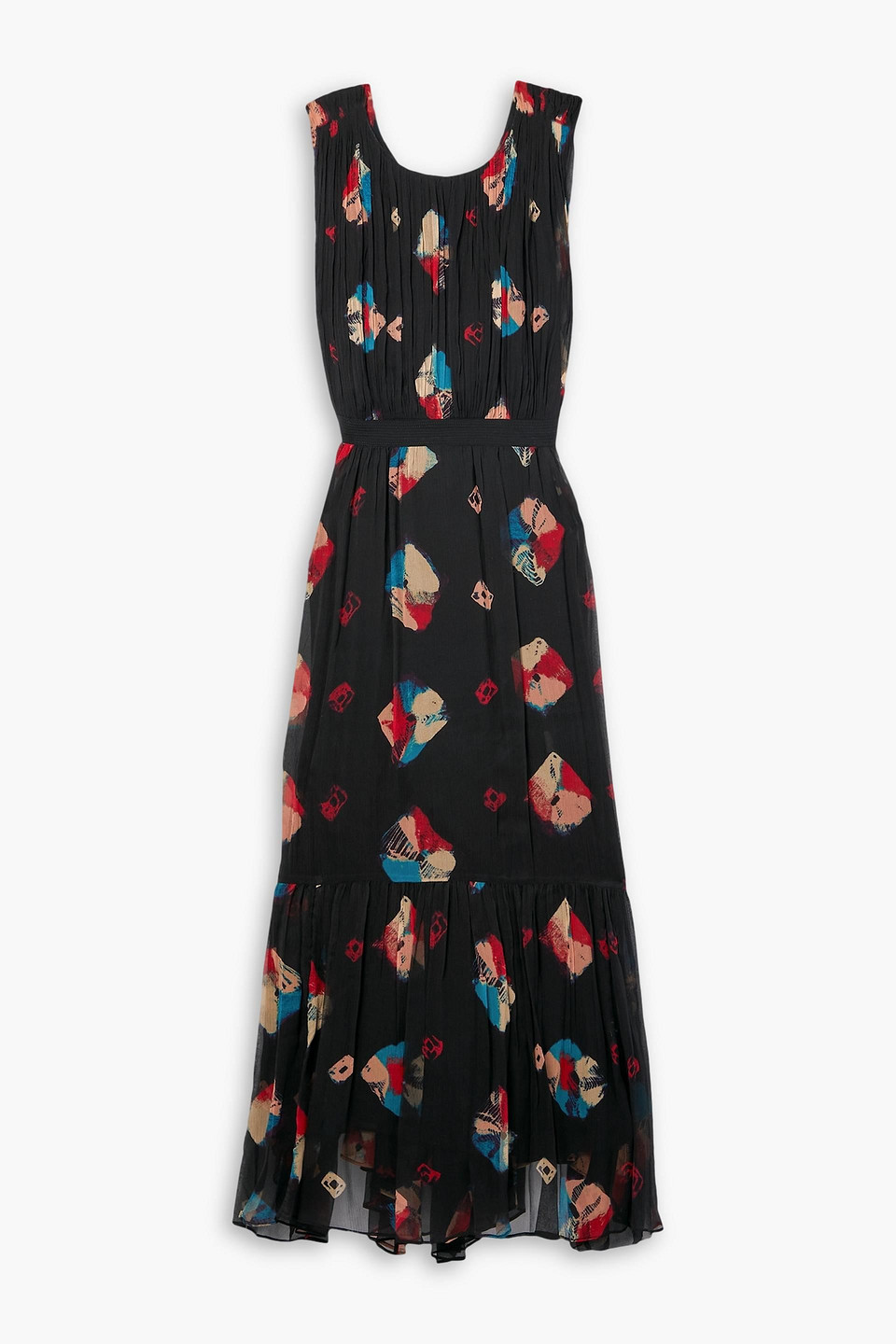 ULLA JOHNSON SARAI ASYMMETRIC PRINTED SILK-CREPON DRESS
