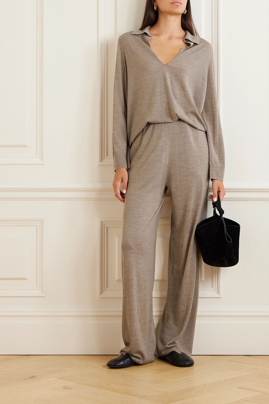 LESET James merino wool wide-leg pants