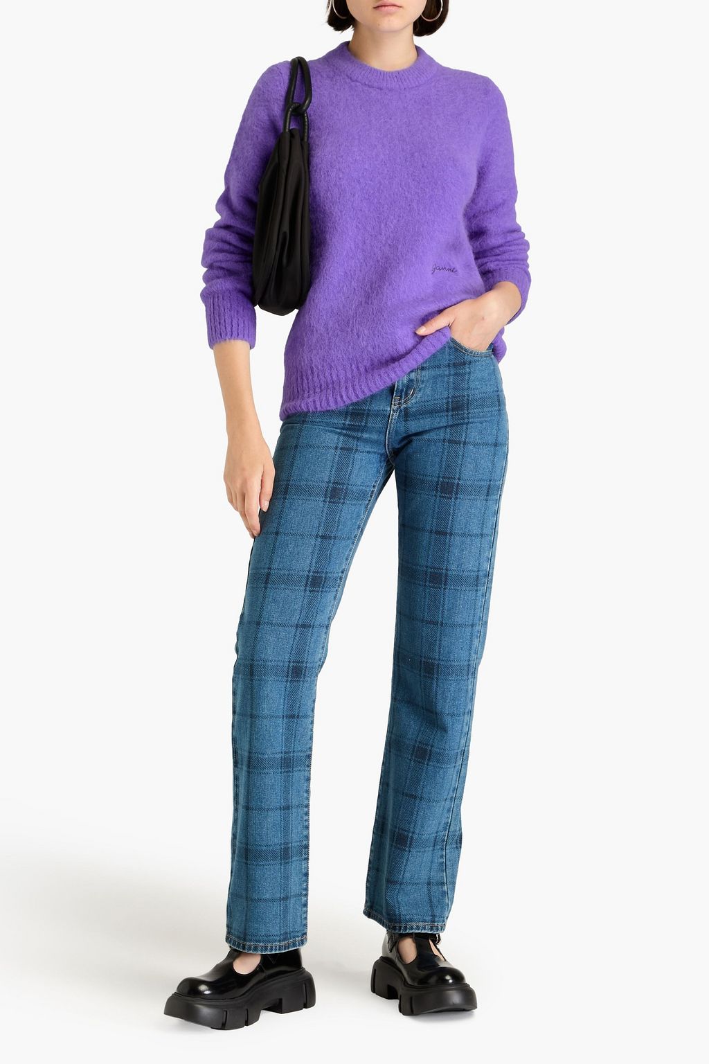GANNI Embroidered alpaca-blend sweater