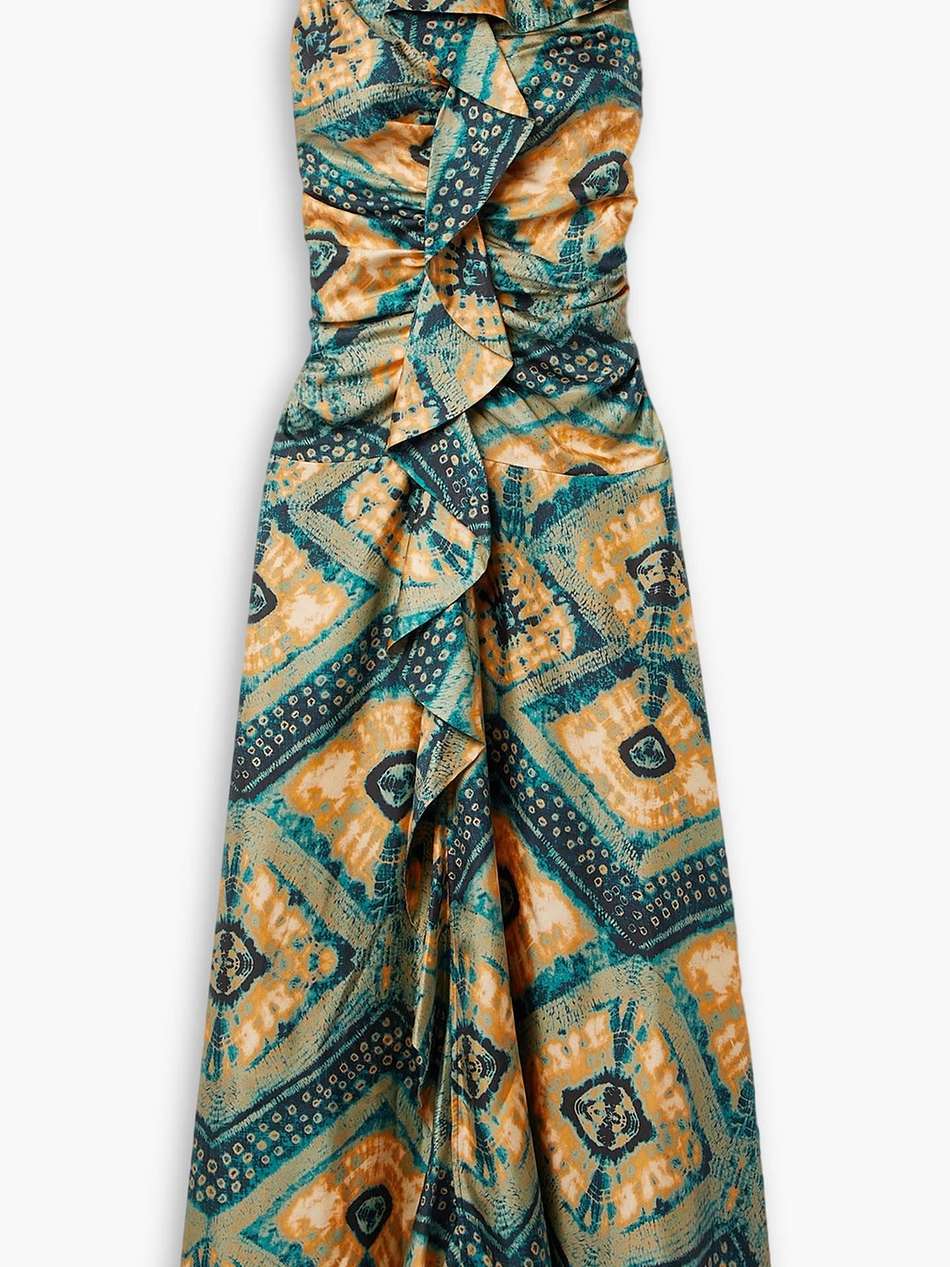 othella ruffled printed silk-twill maxi dress