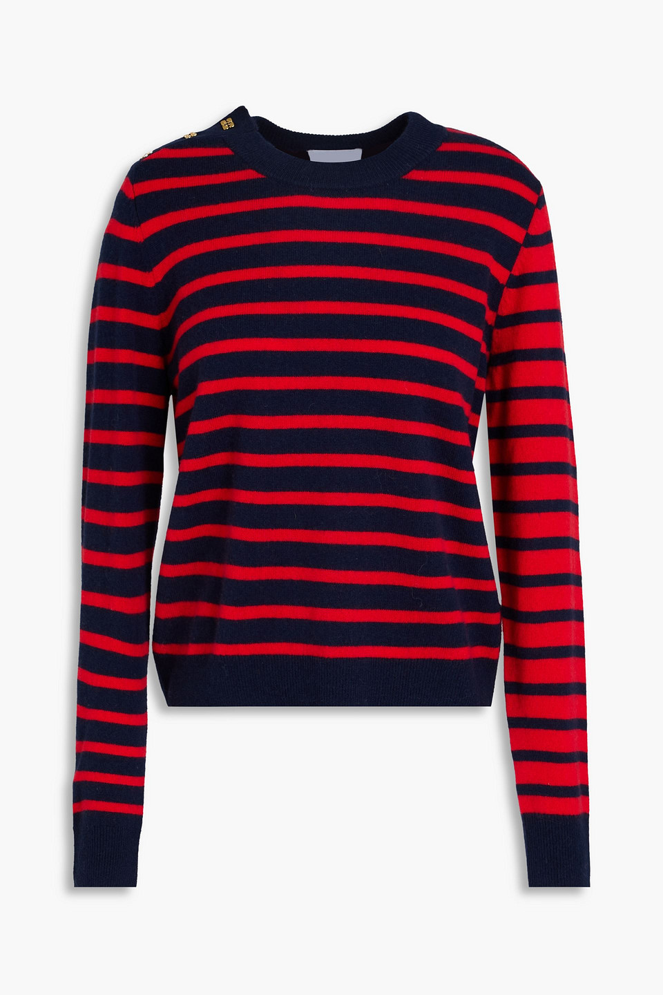 ganni - striped merino wool and cashmere-blend sweater - blue - xxs
