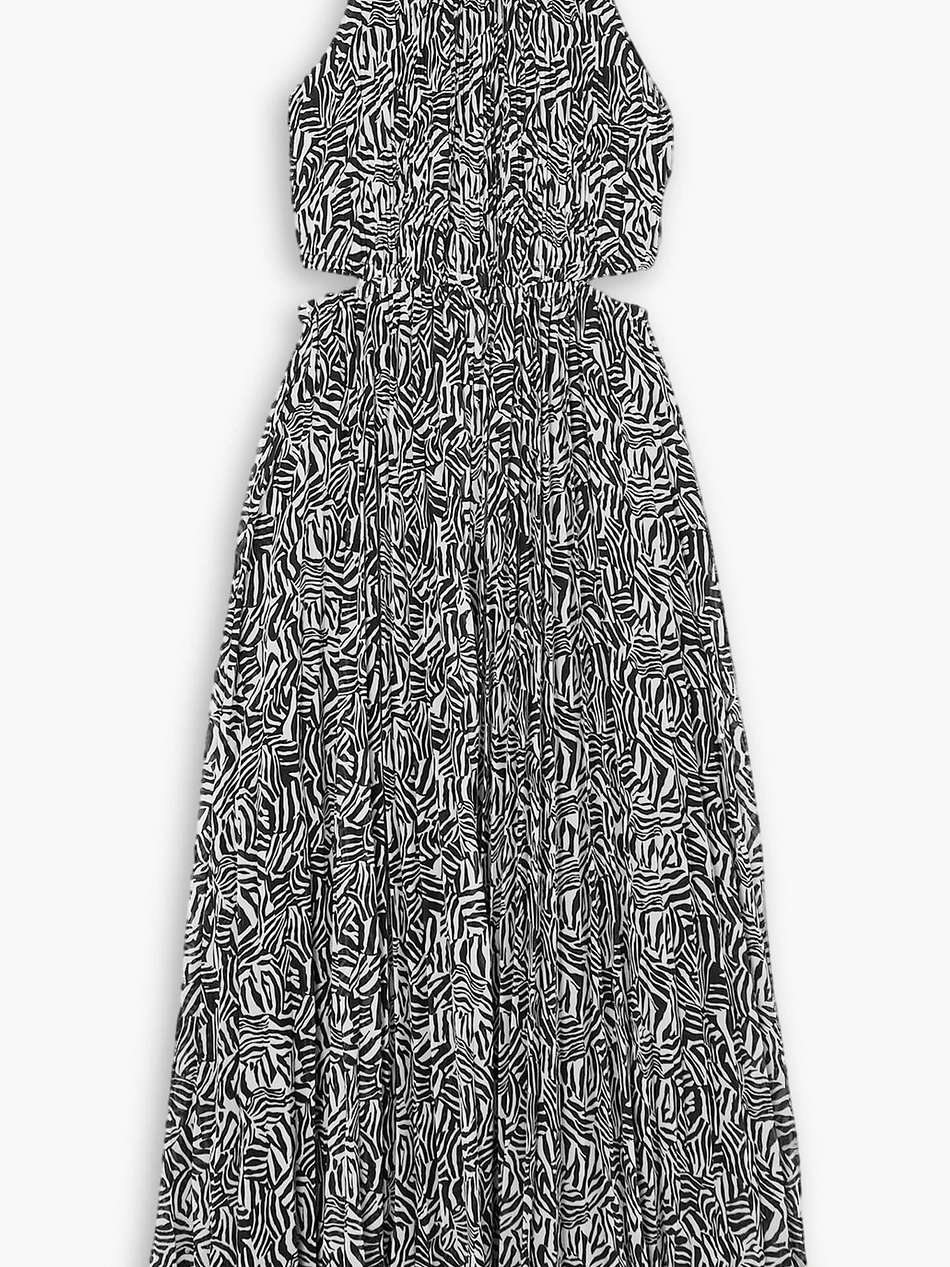 cutout chain-embellished zebra-print georgette midi dress