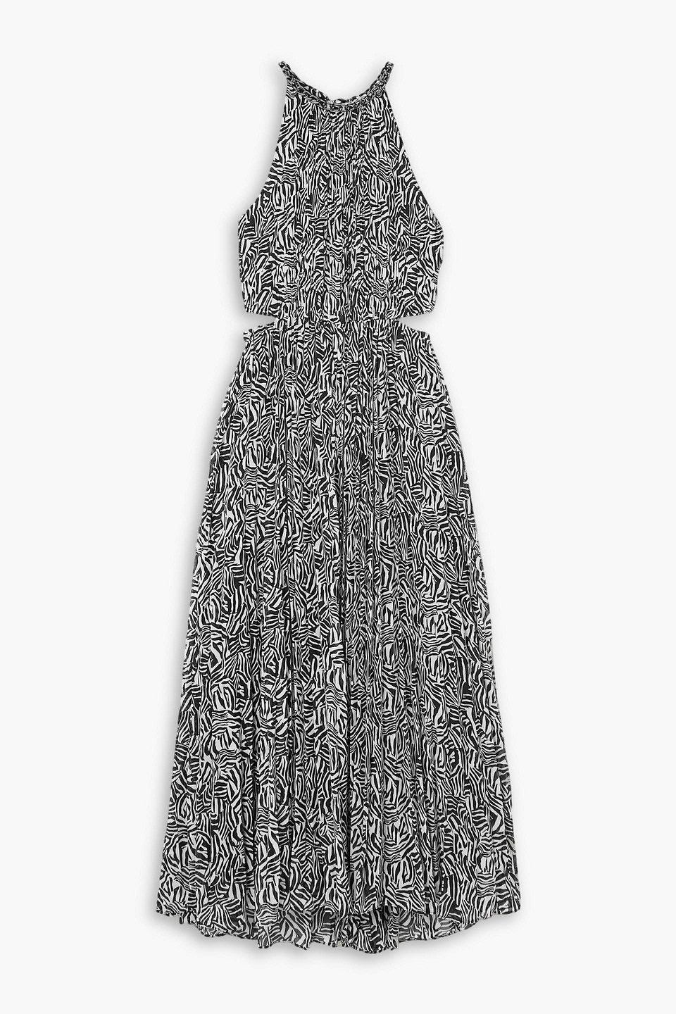Michael Michael Kors Cutout Chain-embellished Recycled-georgette Midi Dress In Black