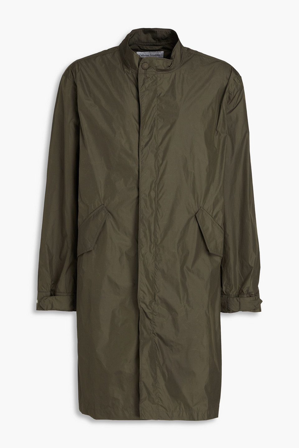 Officine Generale Shell Raincoat In Army Green