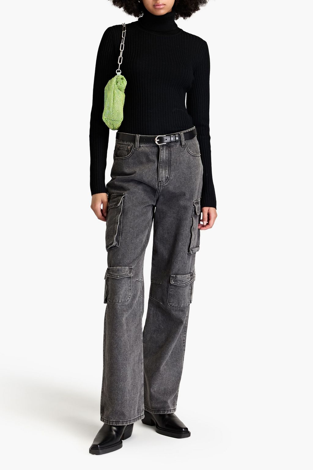 GANNI Ribbed merino wool turtleneck top