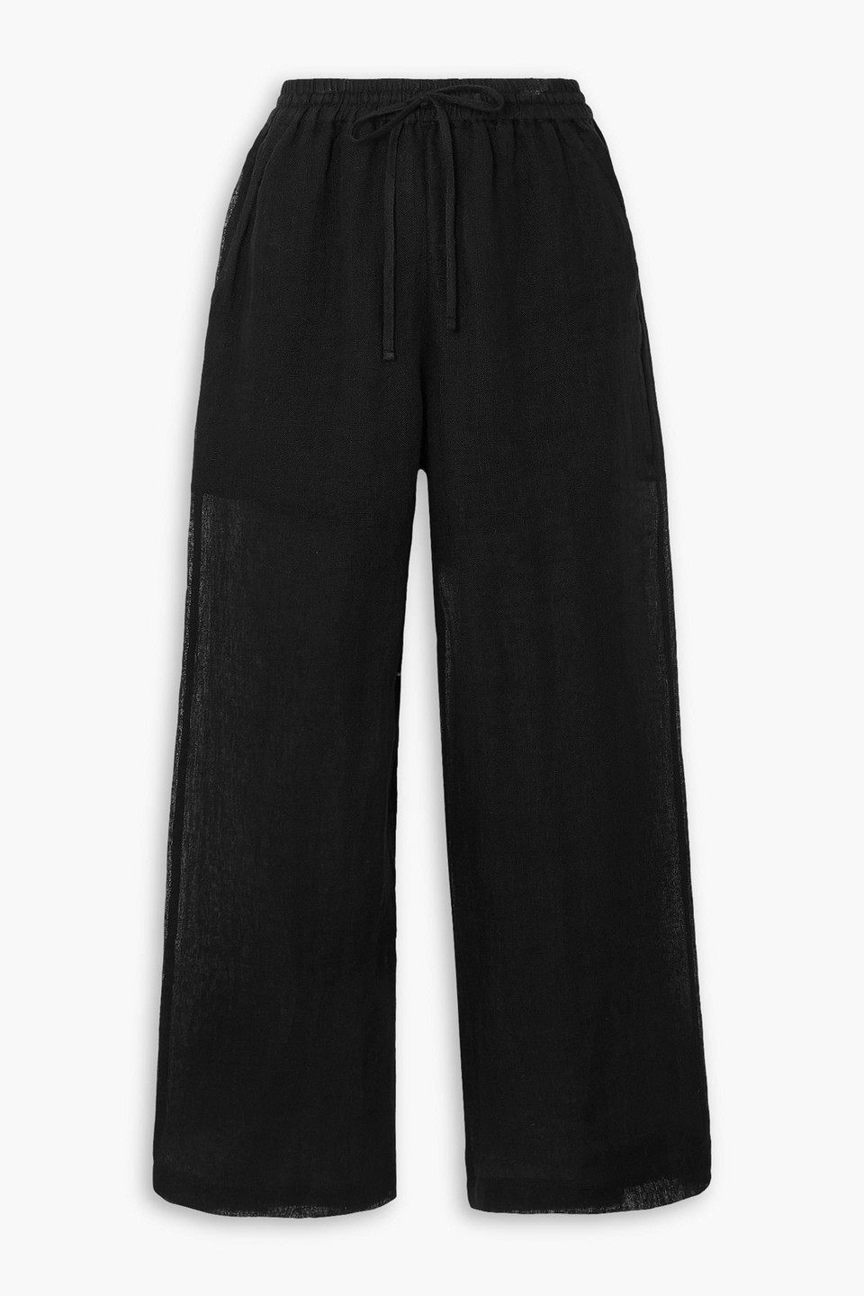 Le Kasha Yaffa Linen-blend Straight-leg Pants In Black
