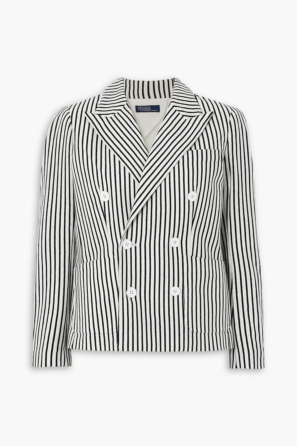 Polo Ralph Lauren Double-breasted Striped Cotton Blazer In Black