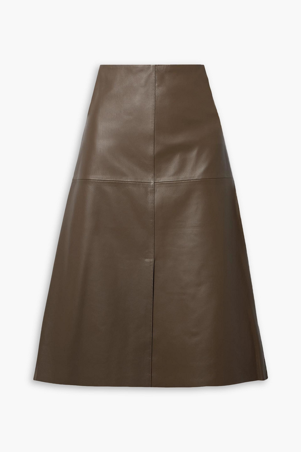 Joseph Sidena Paneled Leather Midi Skirt In Chocolate