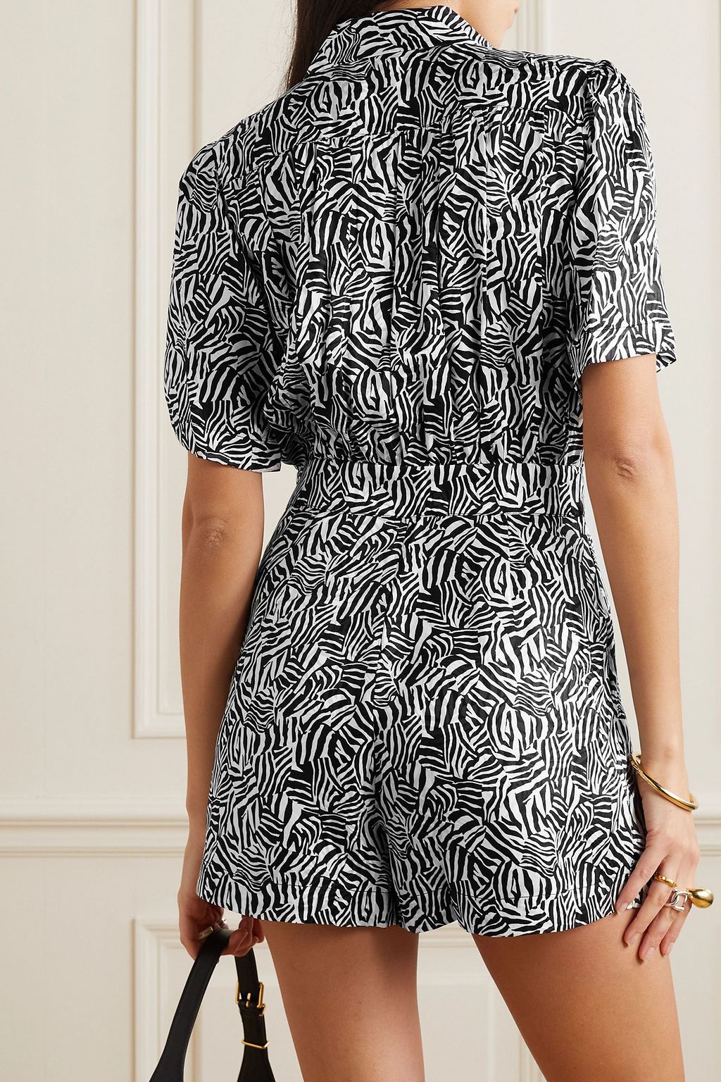 MICHAEL MICHAEL KORS Zebra-print silk-blend georgette playsuit
