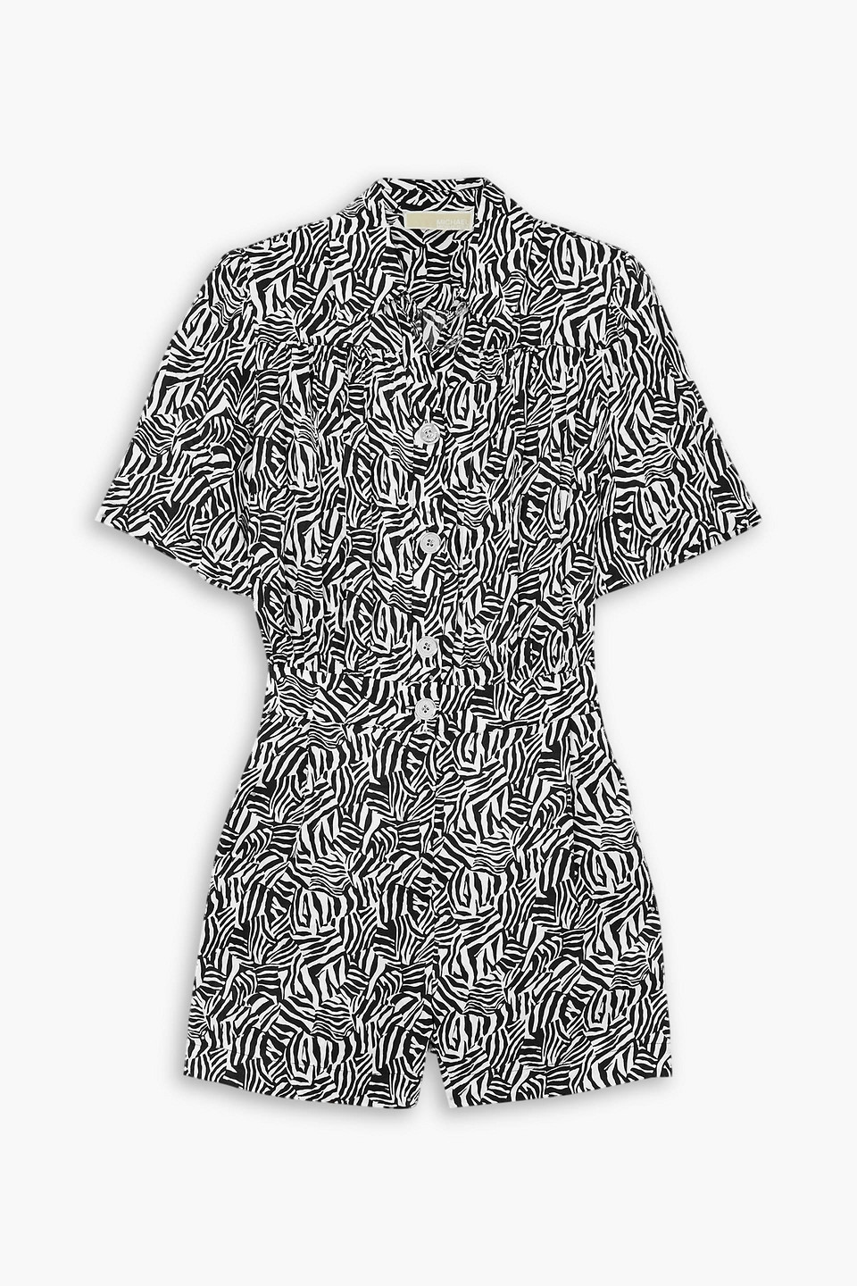 Zebra-print silk-blend georgette playsuit
