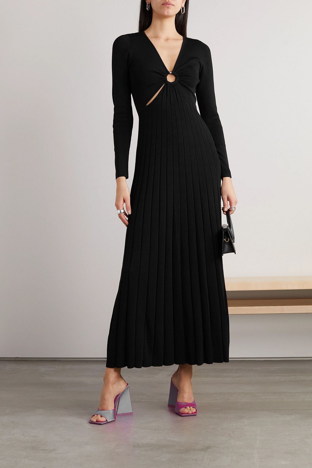 MICHAEL MICHAEL KORS Embellished cutout ribbed knit maxi dress THE OUTNET