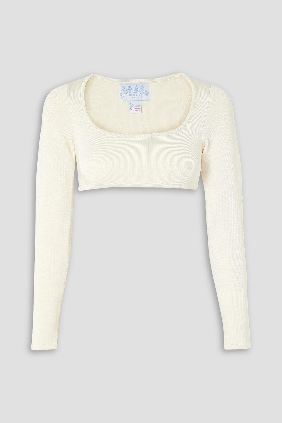 Calle Del Mar Cropped Stretch-knit Top In Cream