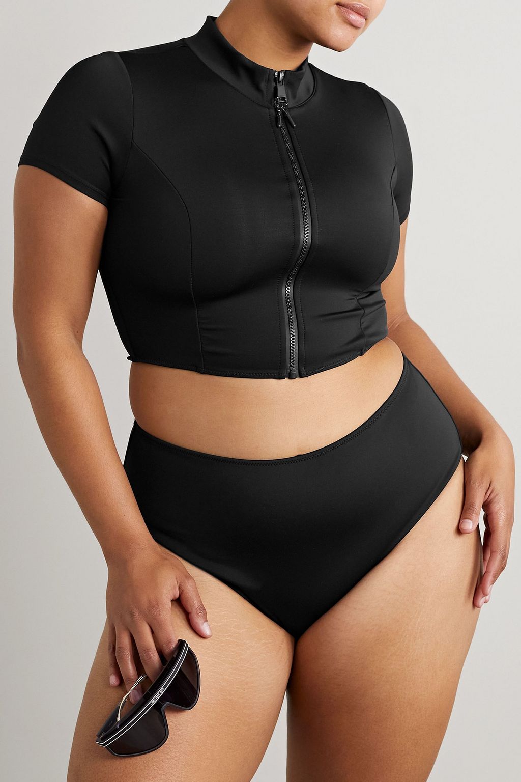 GOOD AMERICAN لباس سباحة واقٍ Good Compression من قماش سكوبا مطاط بلون نيون
