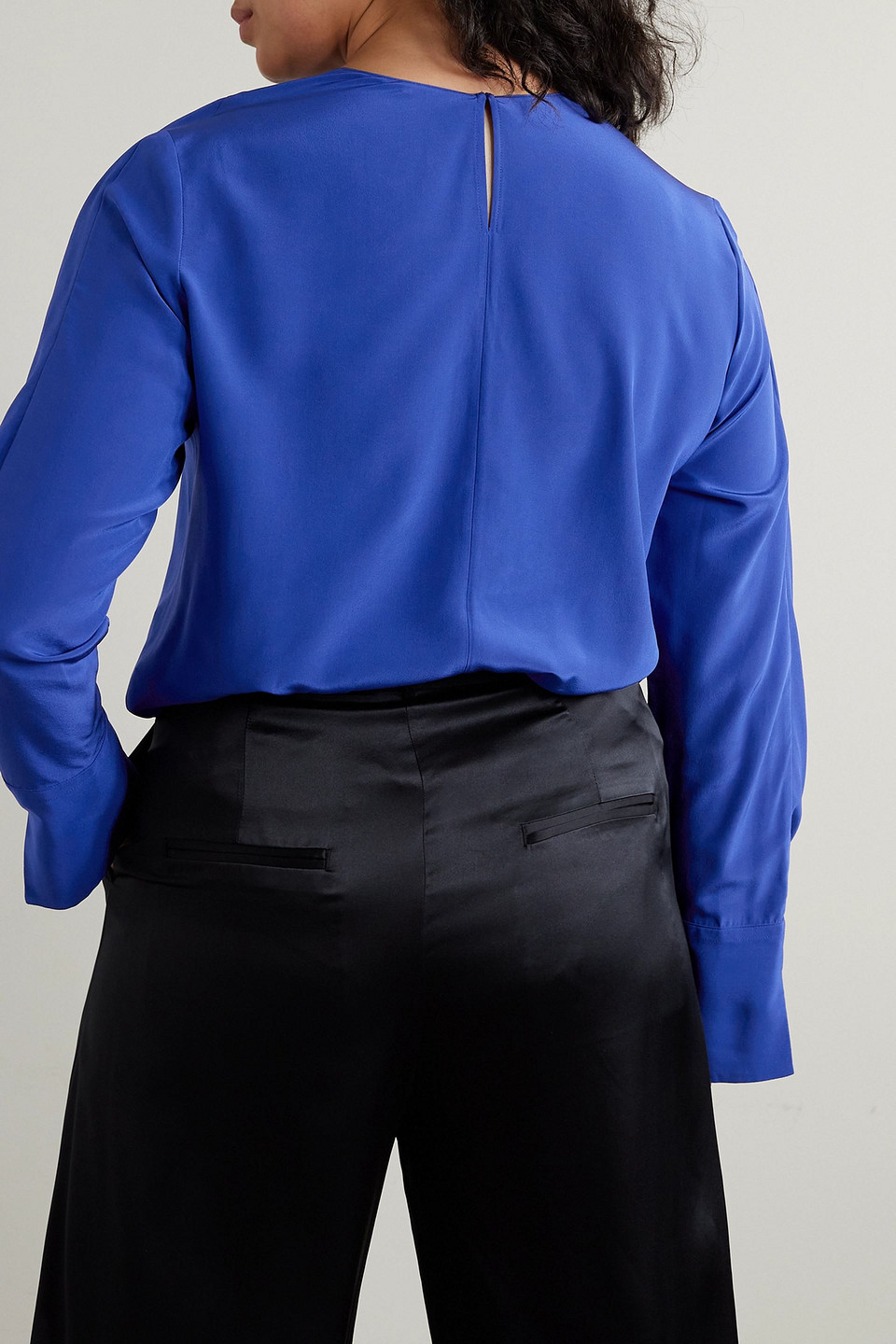 JOSEPH WIGMORE CAPE-EFFECT SILK CREPE DE CHINE BLOUSE
