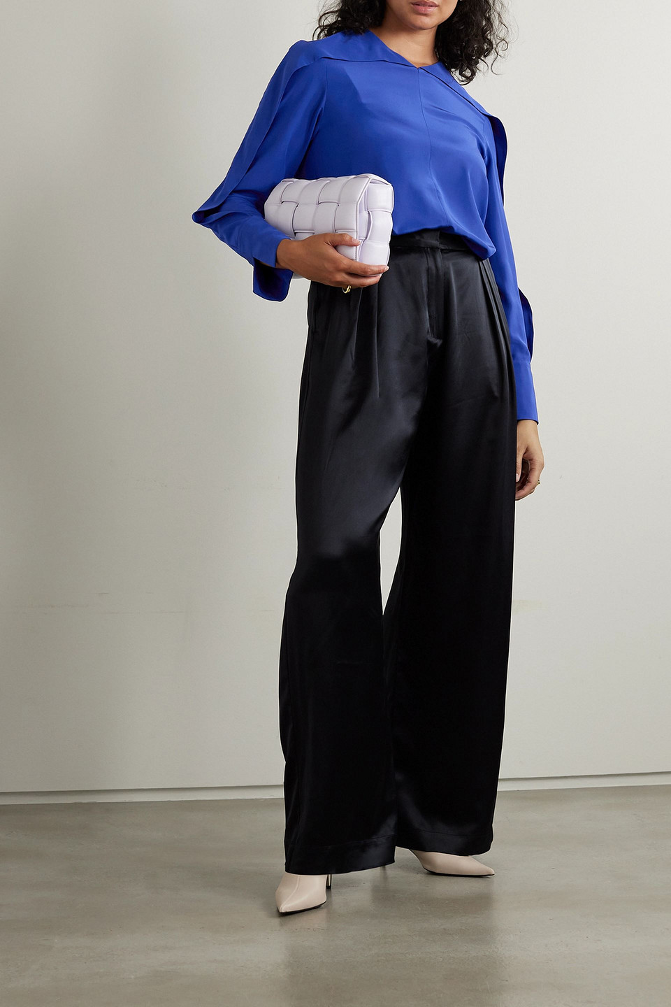 JOSEPH WIGMORE CAPE-EFFECT SILK CREPE DE CHINE BLOUSE