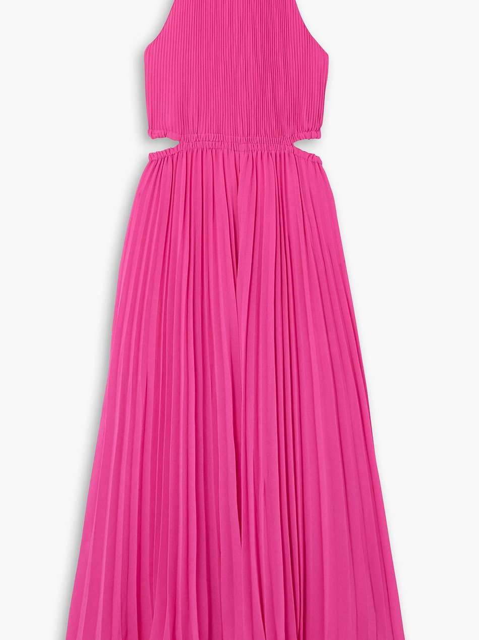 cutout embellished plissé-georgette midi dress