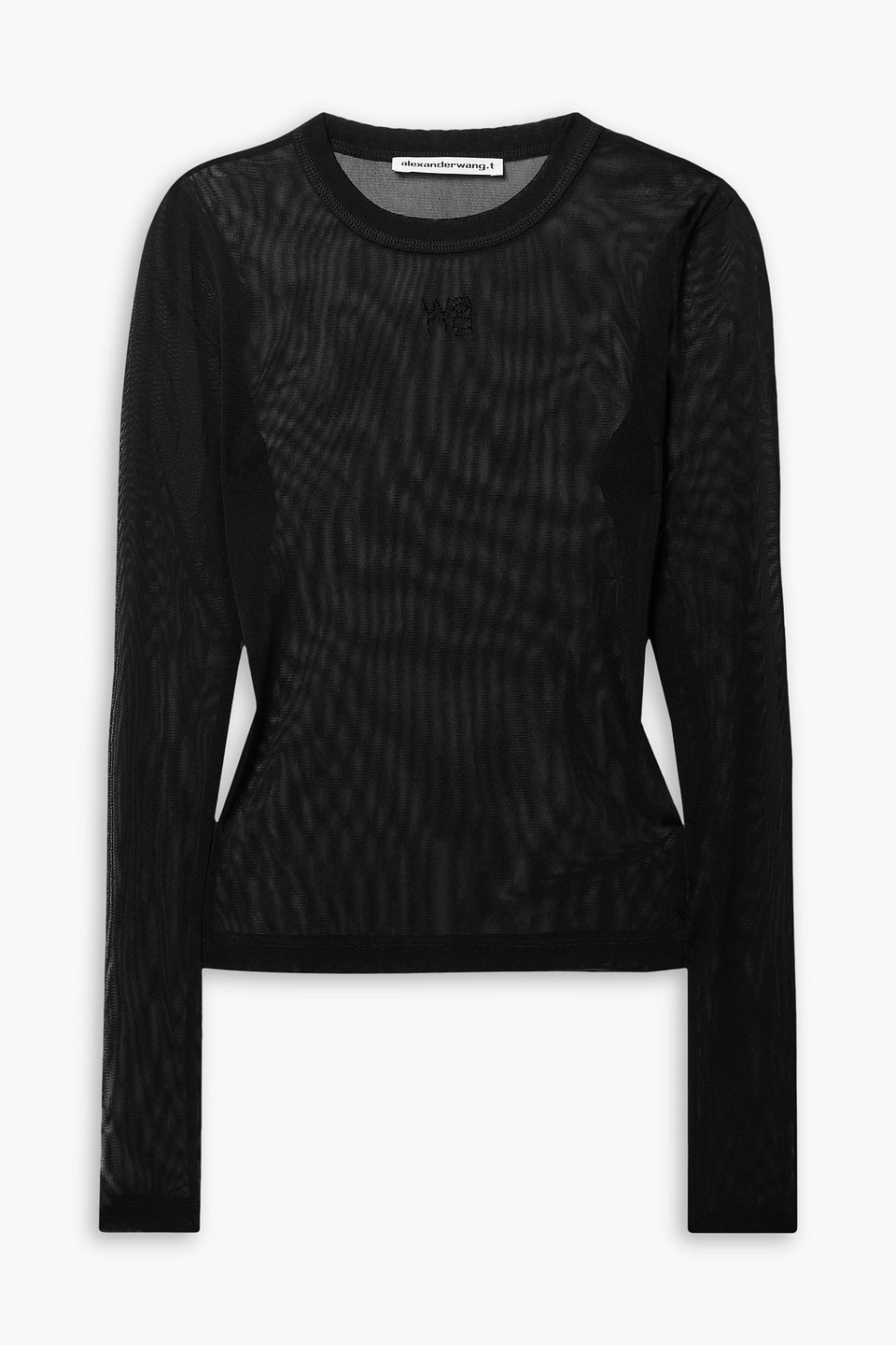 Alexander Wang T Crystal-embellished Tulle Top In Black