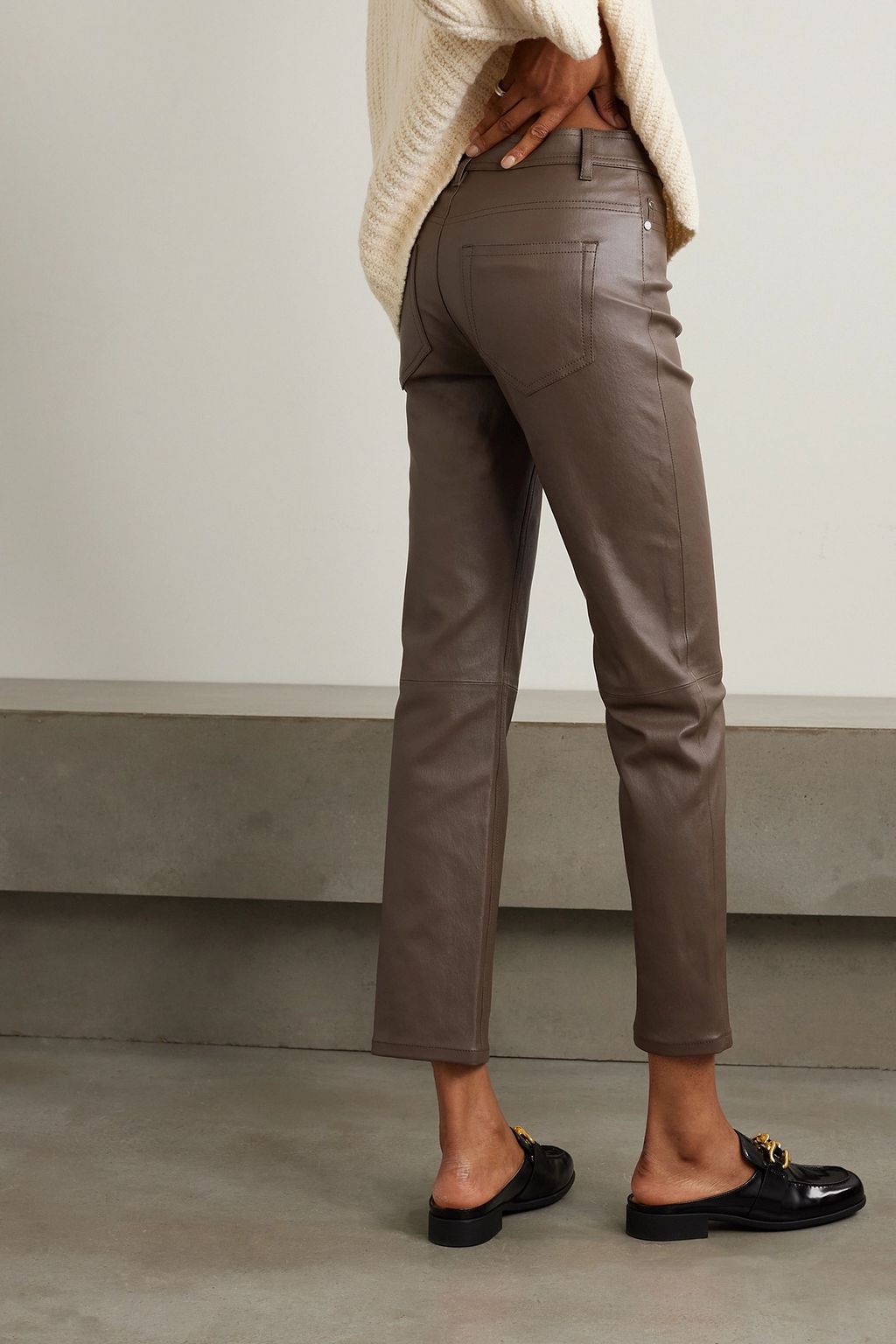 JOSEPH Den cropped leather straight-leg pants