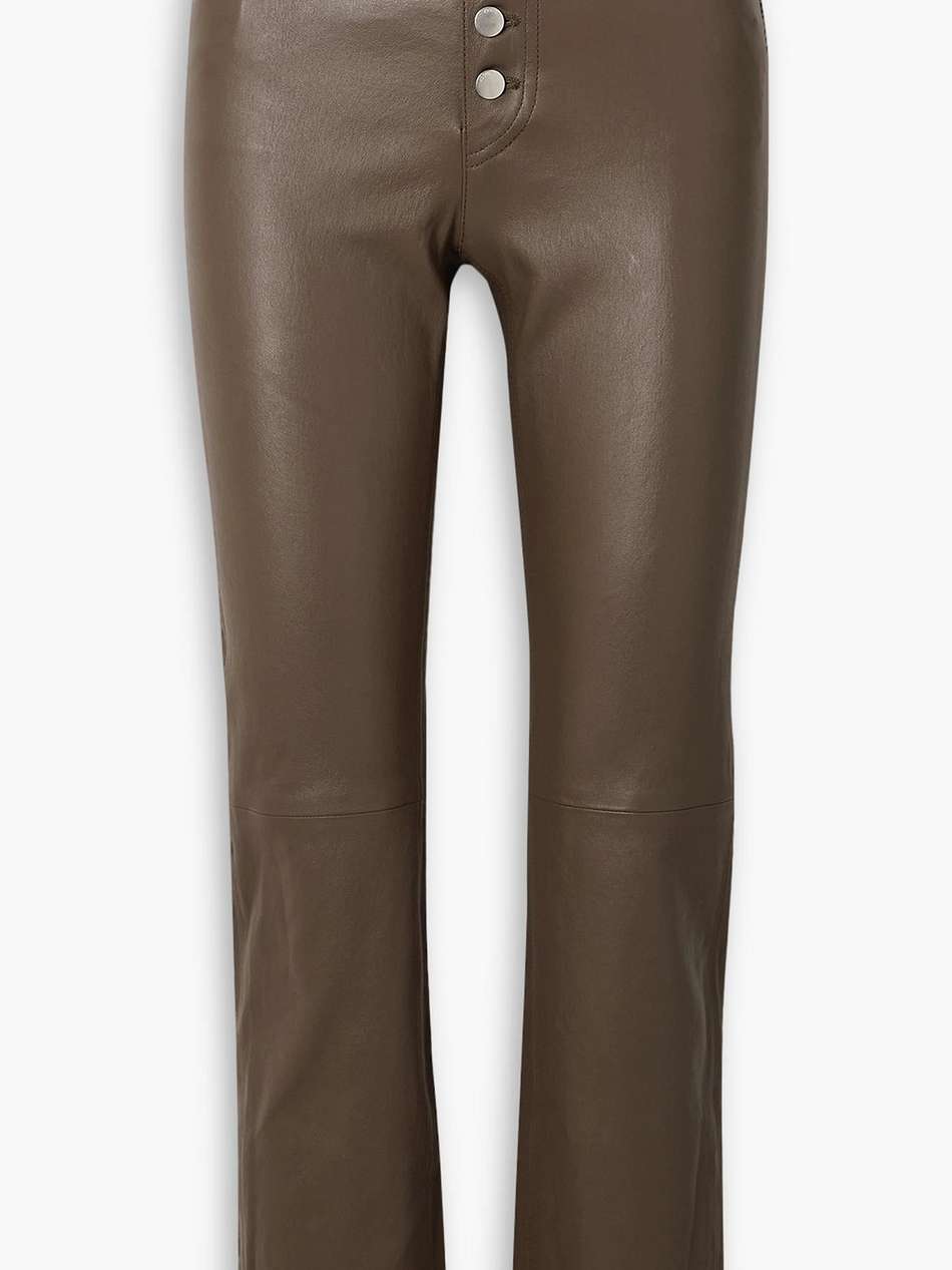 den cropped leather straight-leg pants