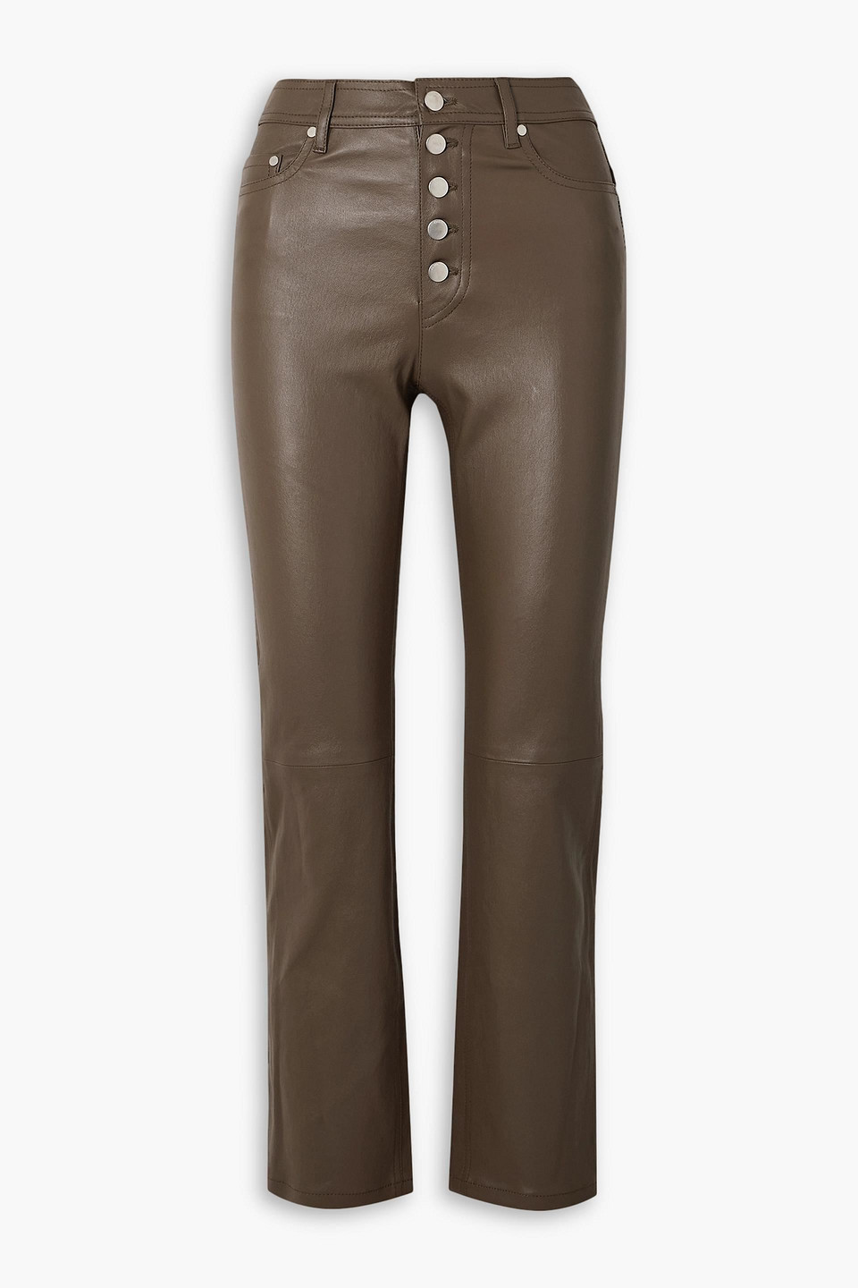 Joseph Den Cropped Leather Straight-leg Pants In Taupe