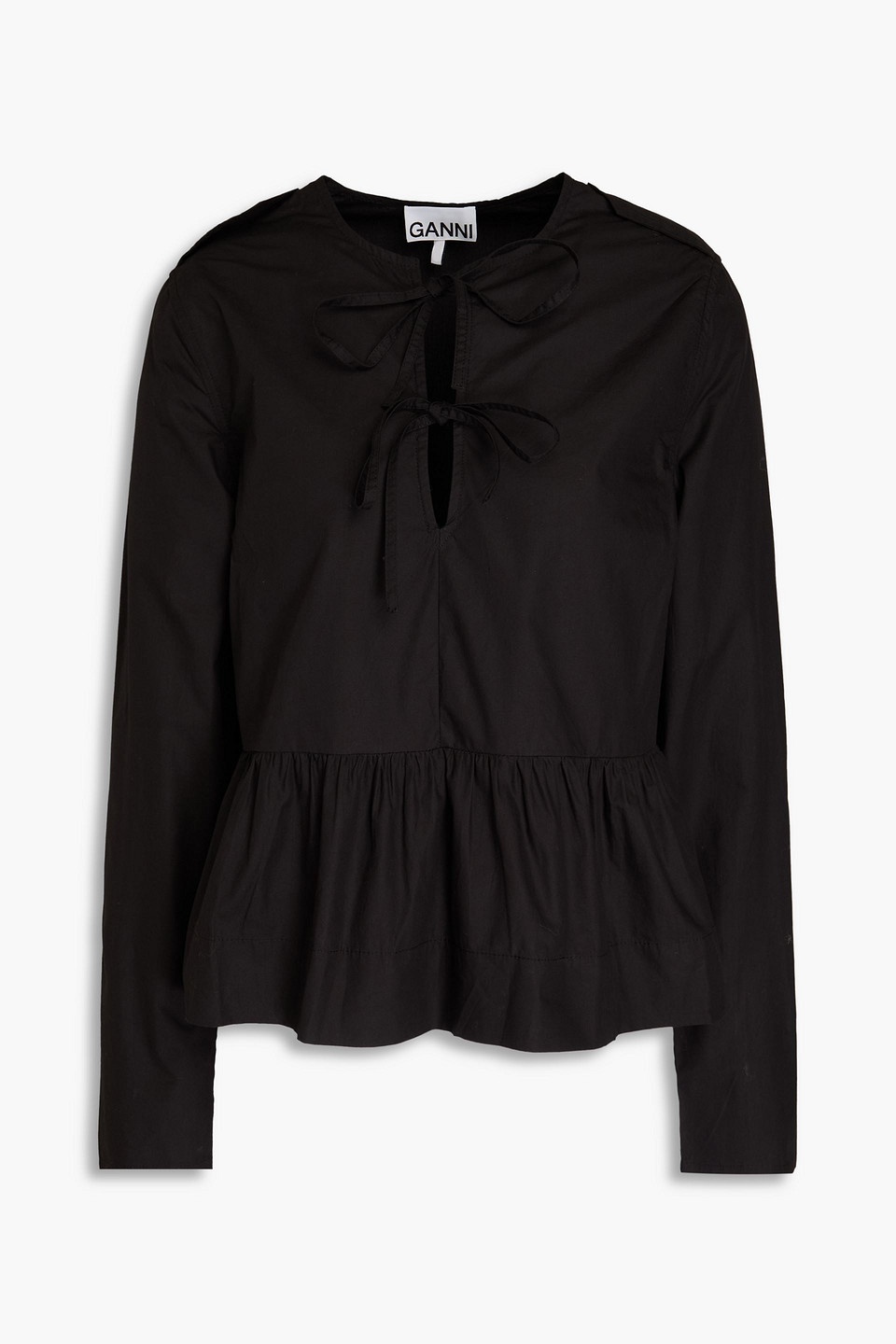 GANNI COTTON-POPLIN PEPLUM TOP