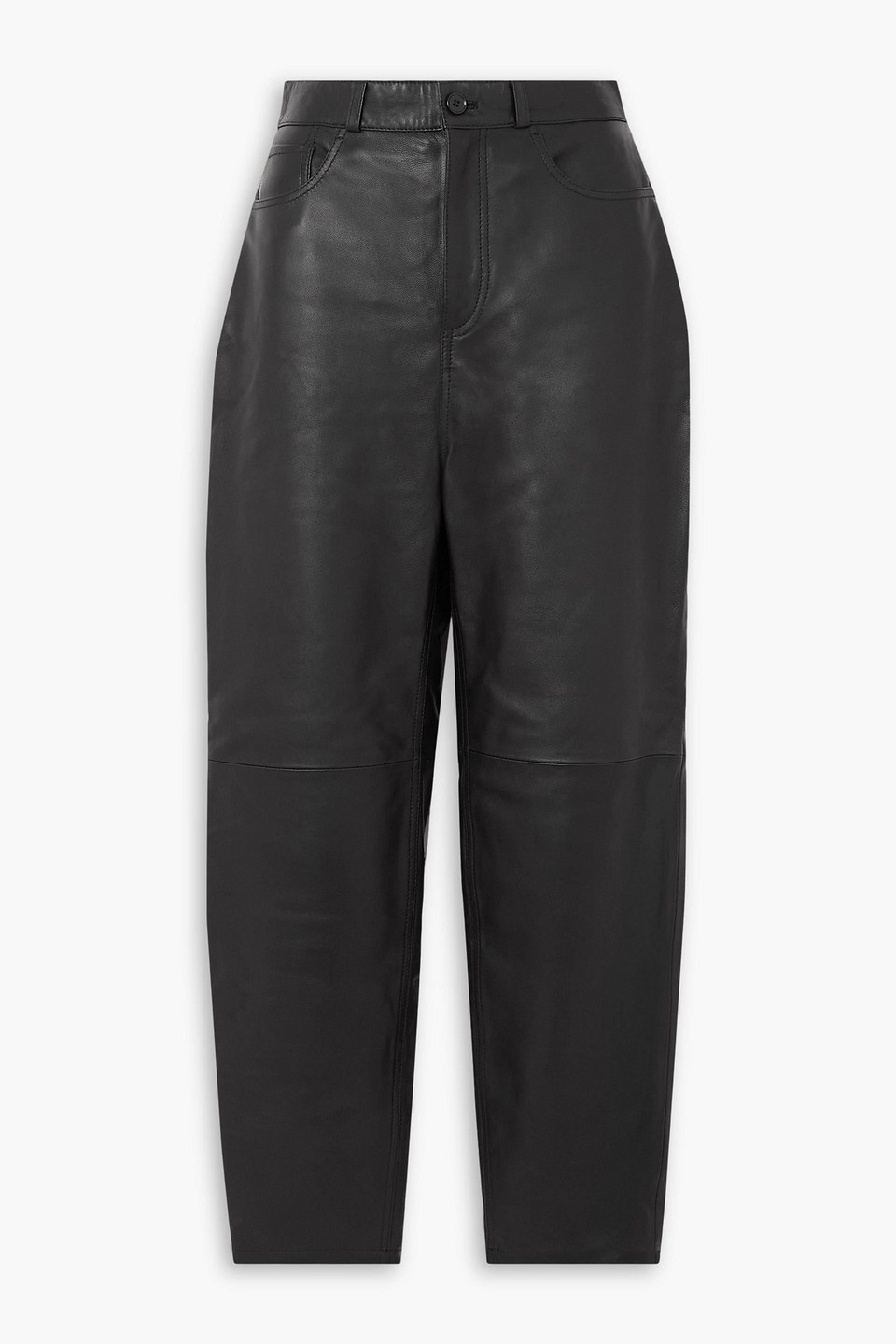 Totême Cropped Leather Tapered Pants In Black