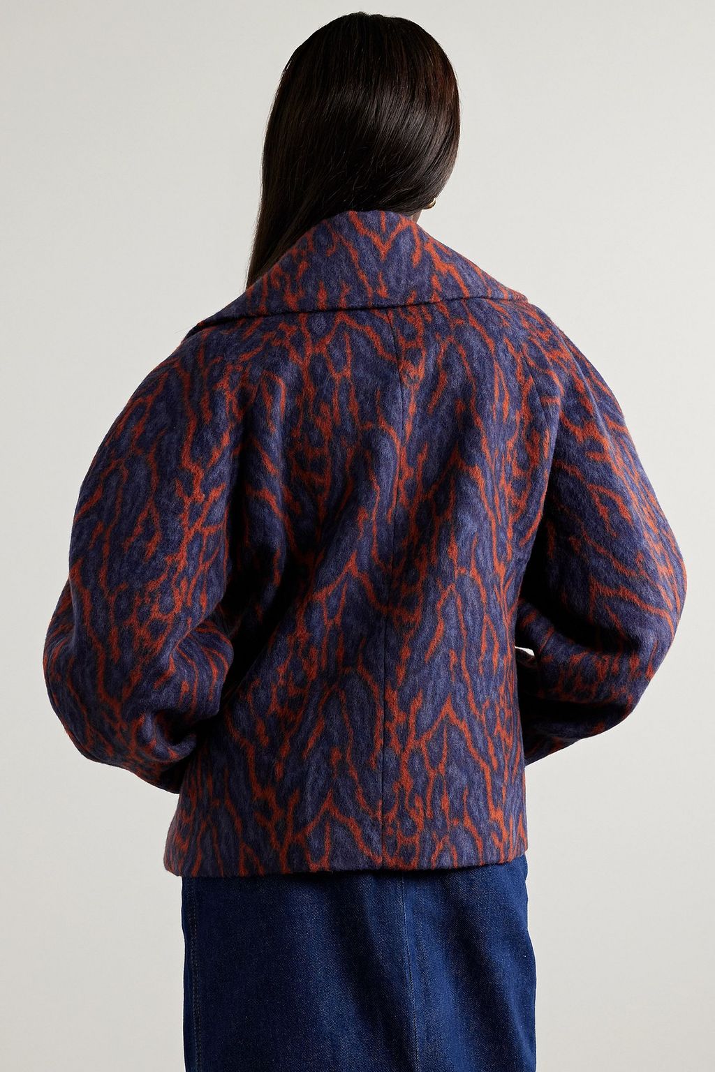 ULLA JOHNSON Dorothea double-breasted brushed wool-blend leopard-jacquard jacket