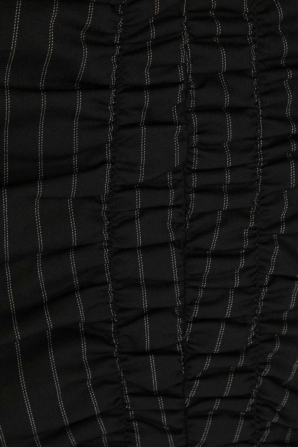 GANNI RUCHED PINSTRIPED TWILL MINI SKIRT