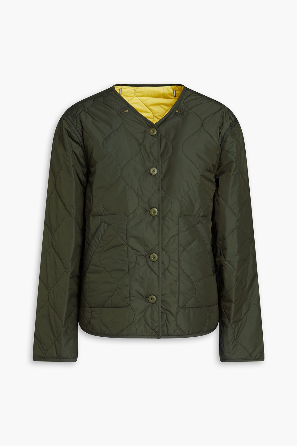 Officine Generale ‘cody' Reversible Button Front Style Quilted Nylon Jacket In Green