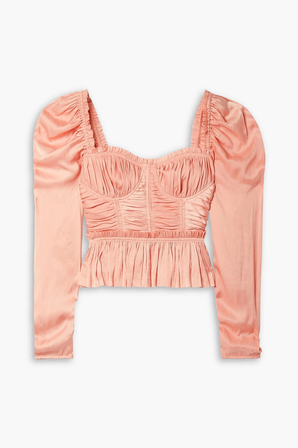 Ulla Johnson Mia Plissé-satin Blouse In Antique Rose