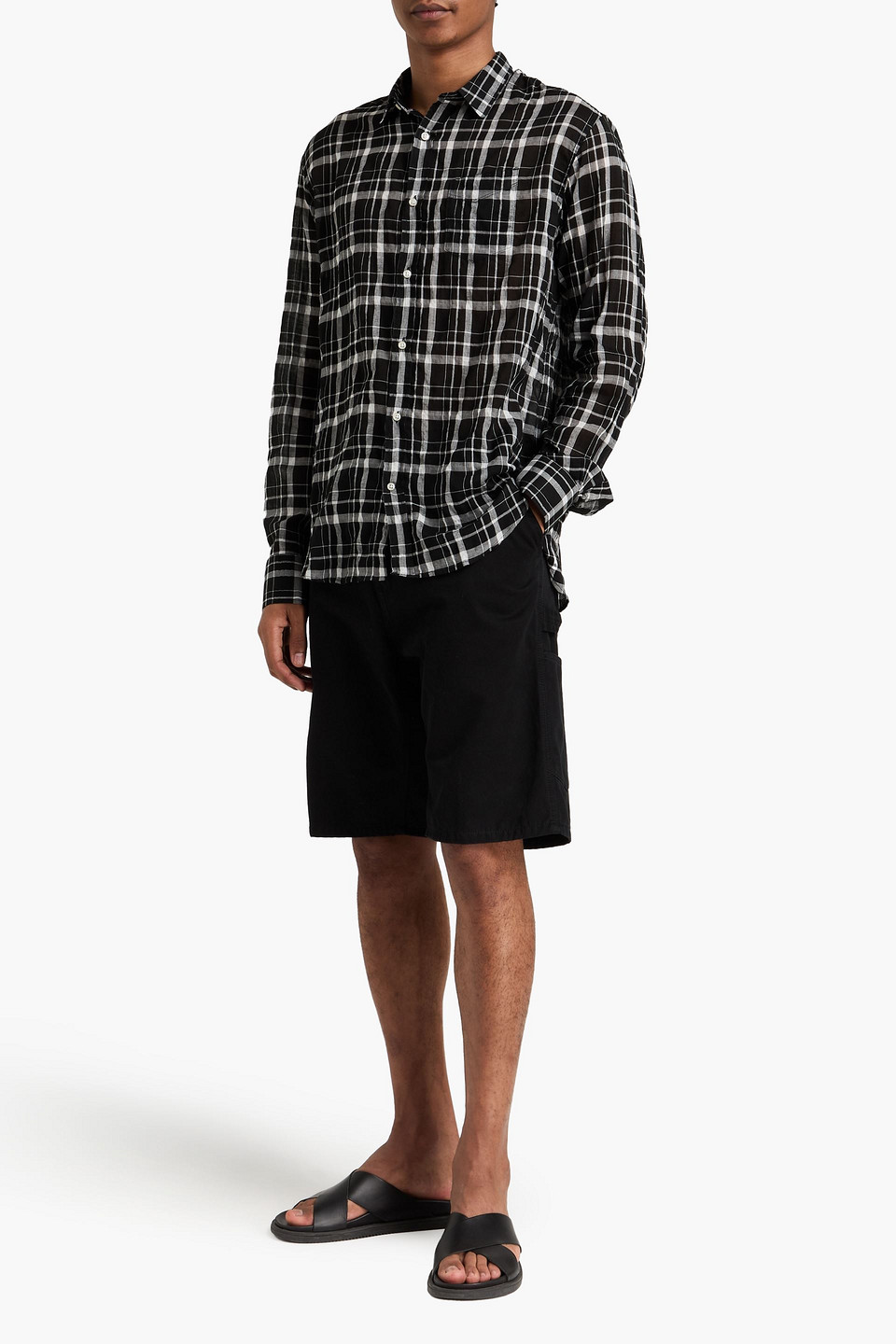 OFFICINE GENERALE CHECKED COTTON-BLEND SHIRT