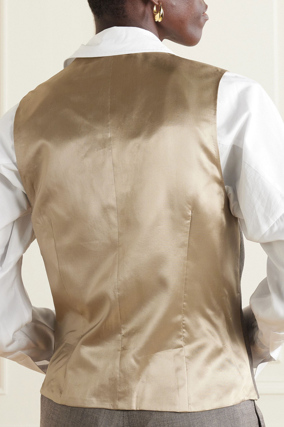 Joseph Kinglake Satin And Wool-blend Vest In Taupe