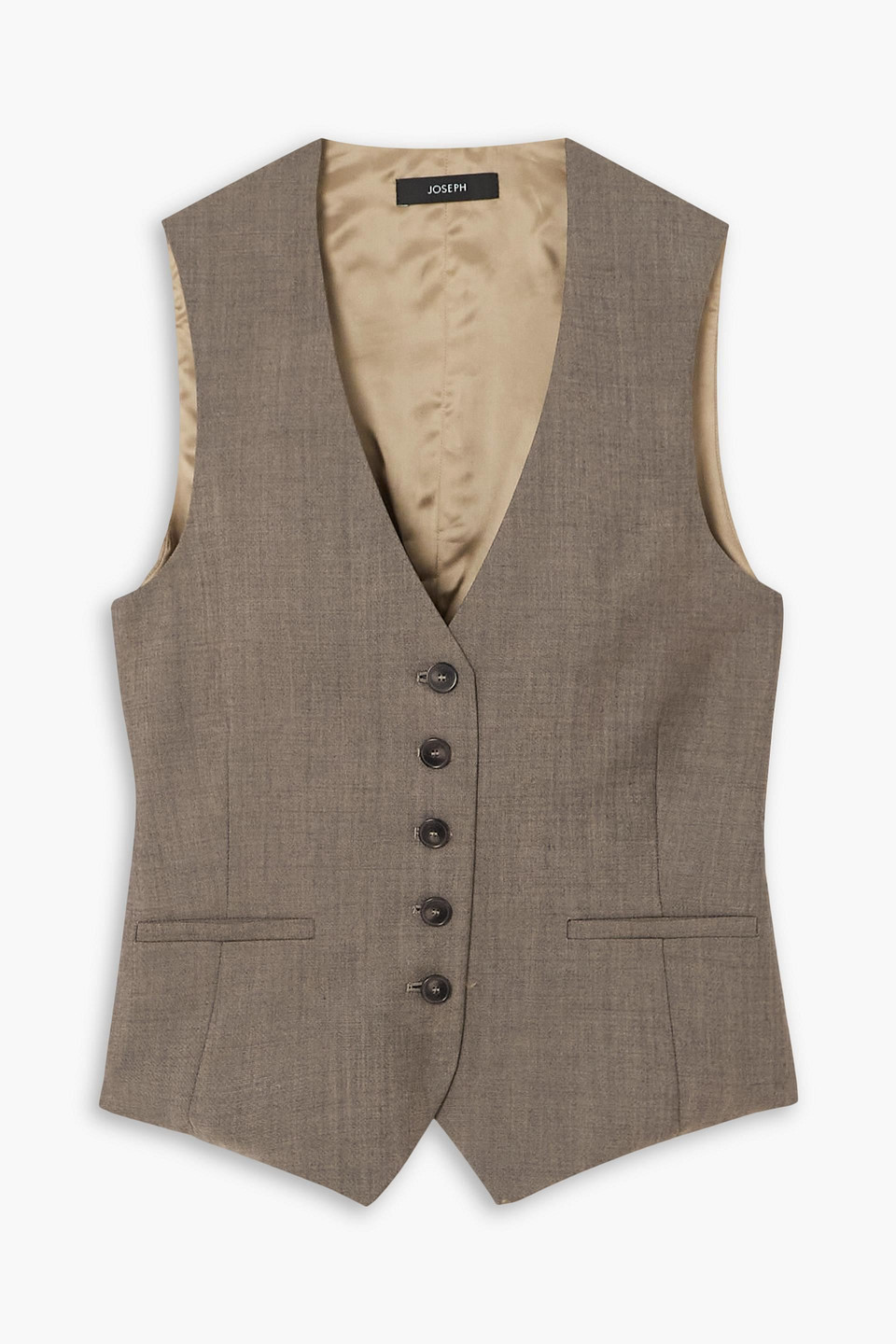 Joseph Kinglake Satin And Wool-blend Vest In Taupe