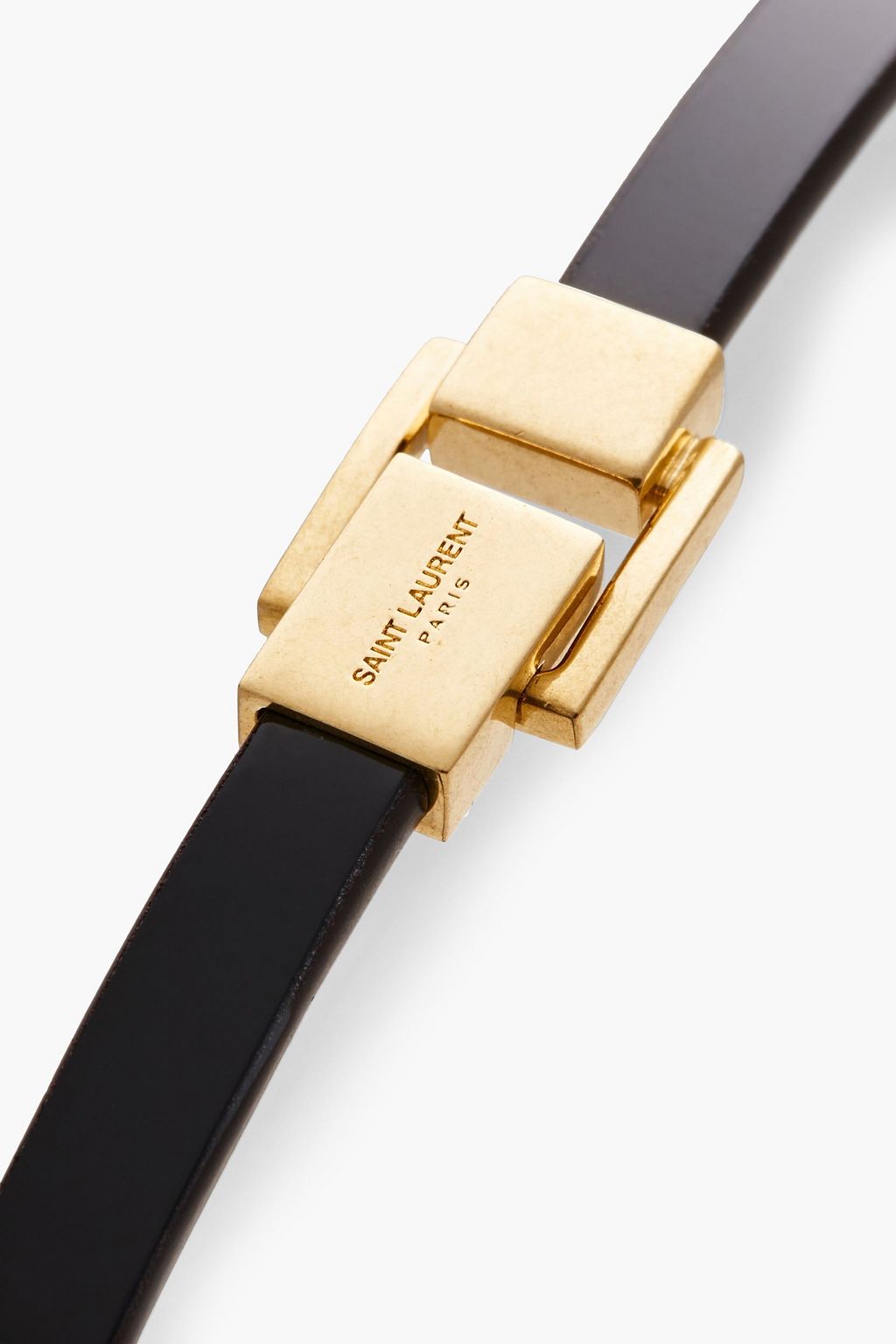 SAINT LAURENT グロスレザー チョーカー ゴールドトーン