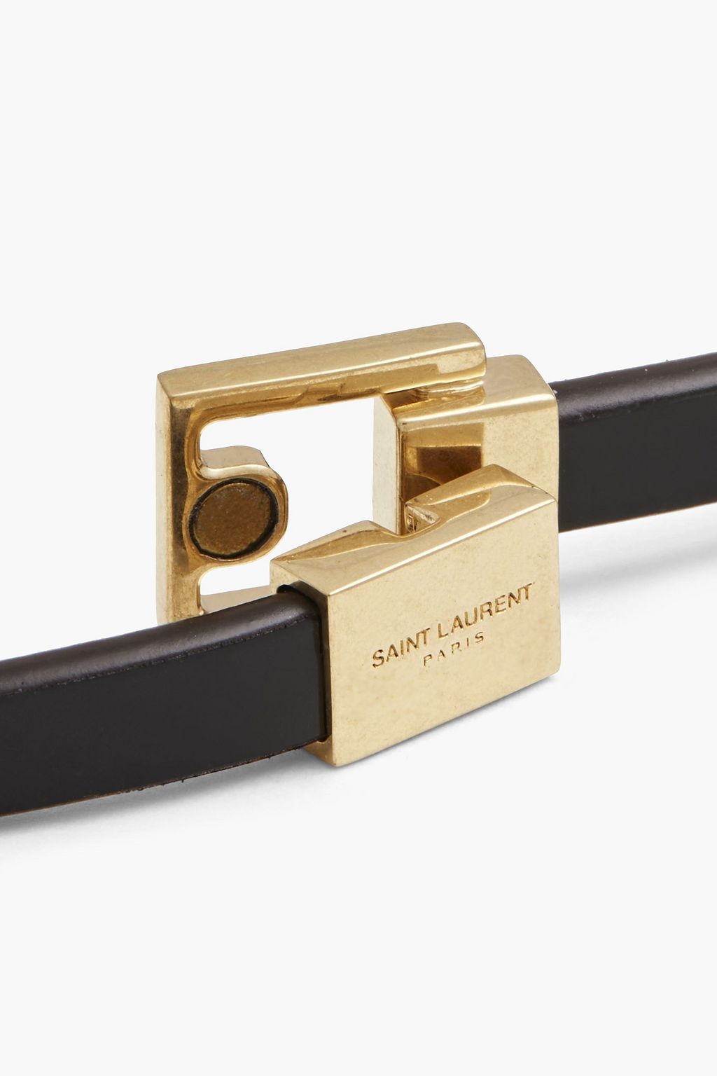 SAINT LAURENT グロスレザー チョーカー ゴールドトーン