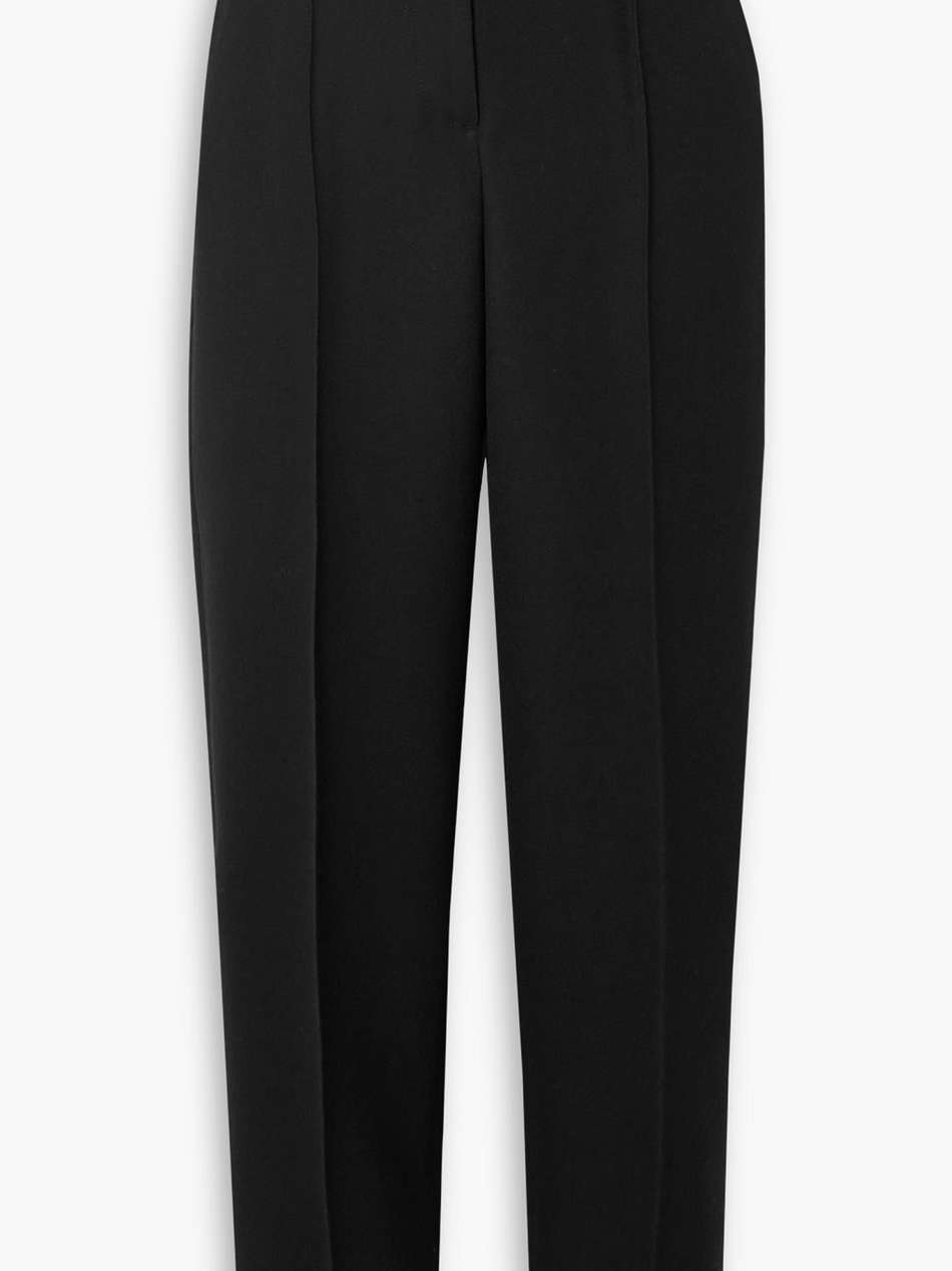 pleated woven straight-leg pants