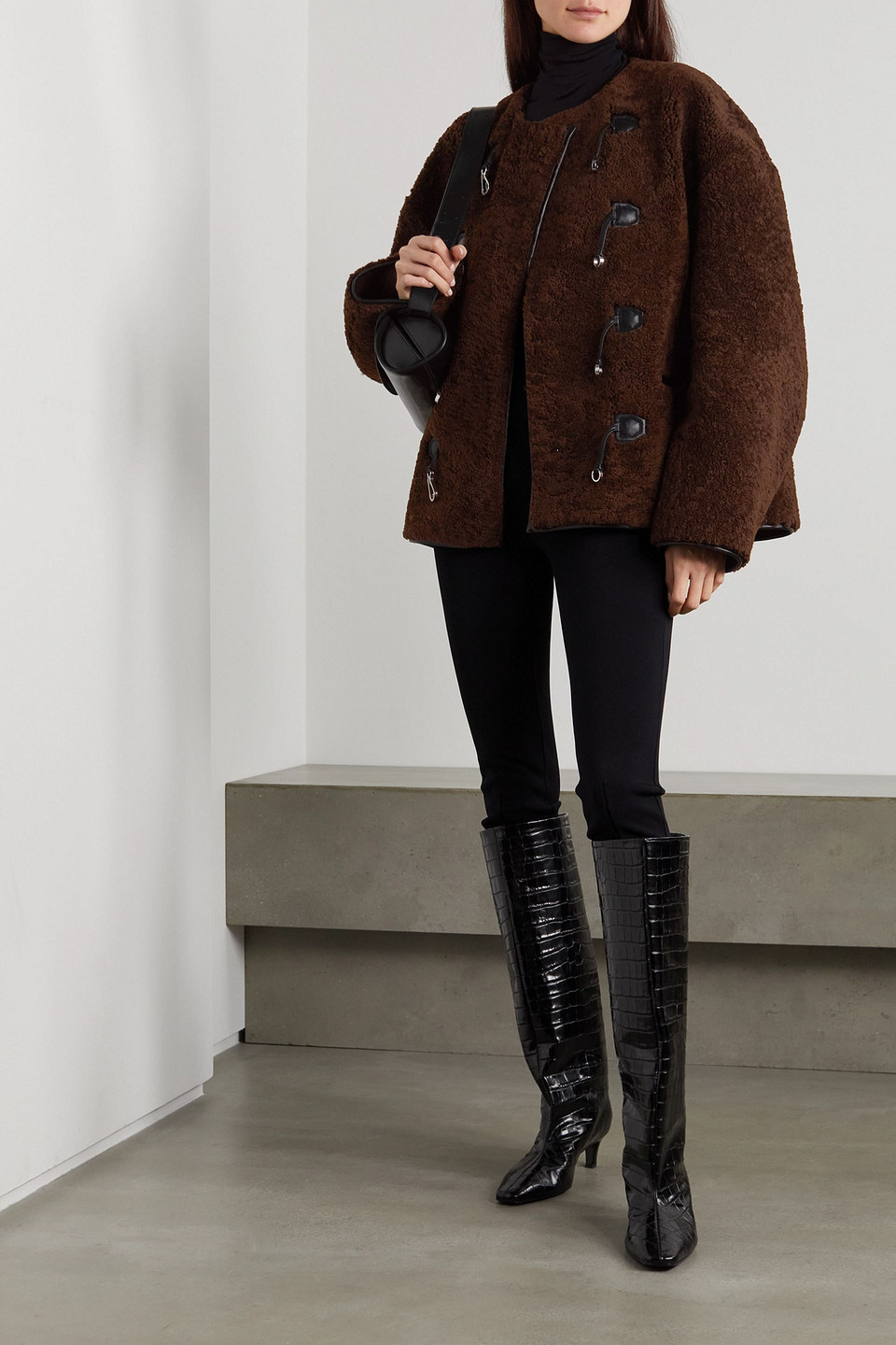 Totême Toteme Teddy Shearling Jacket Saddle Brown In Chocolate
