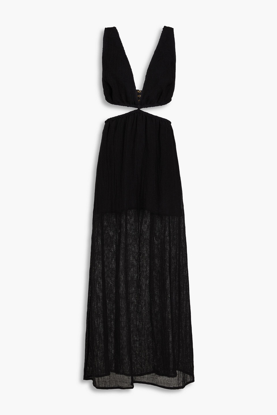 Le Kasha Dessouk Cutout Linen-gauze Maxi Dress In Black