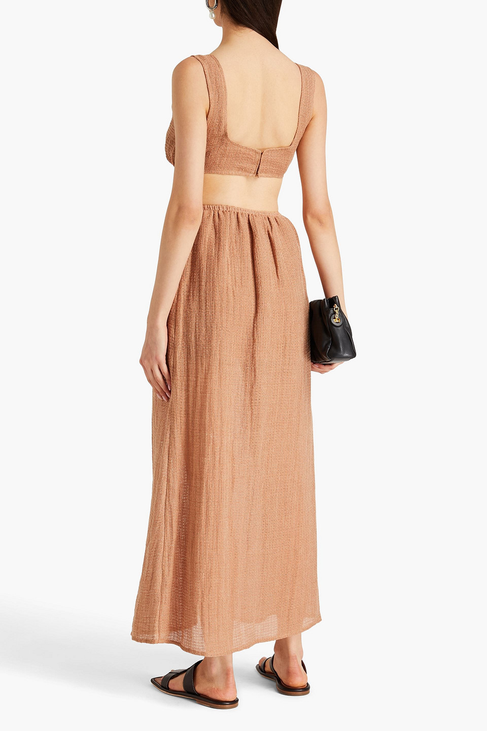  Le Kasha - Dessouk Maxikleid Aus Leinengaze Mit Cut-outs - Braun - Xs 