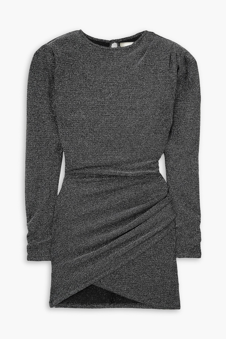 Isabel Marant Étoile Benedicte Gathered Metallic Stretch-jersey Mini Dress In Black