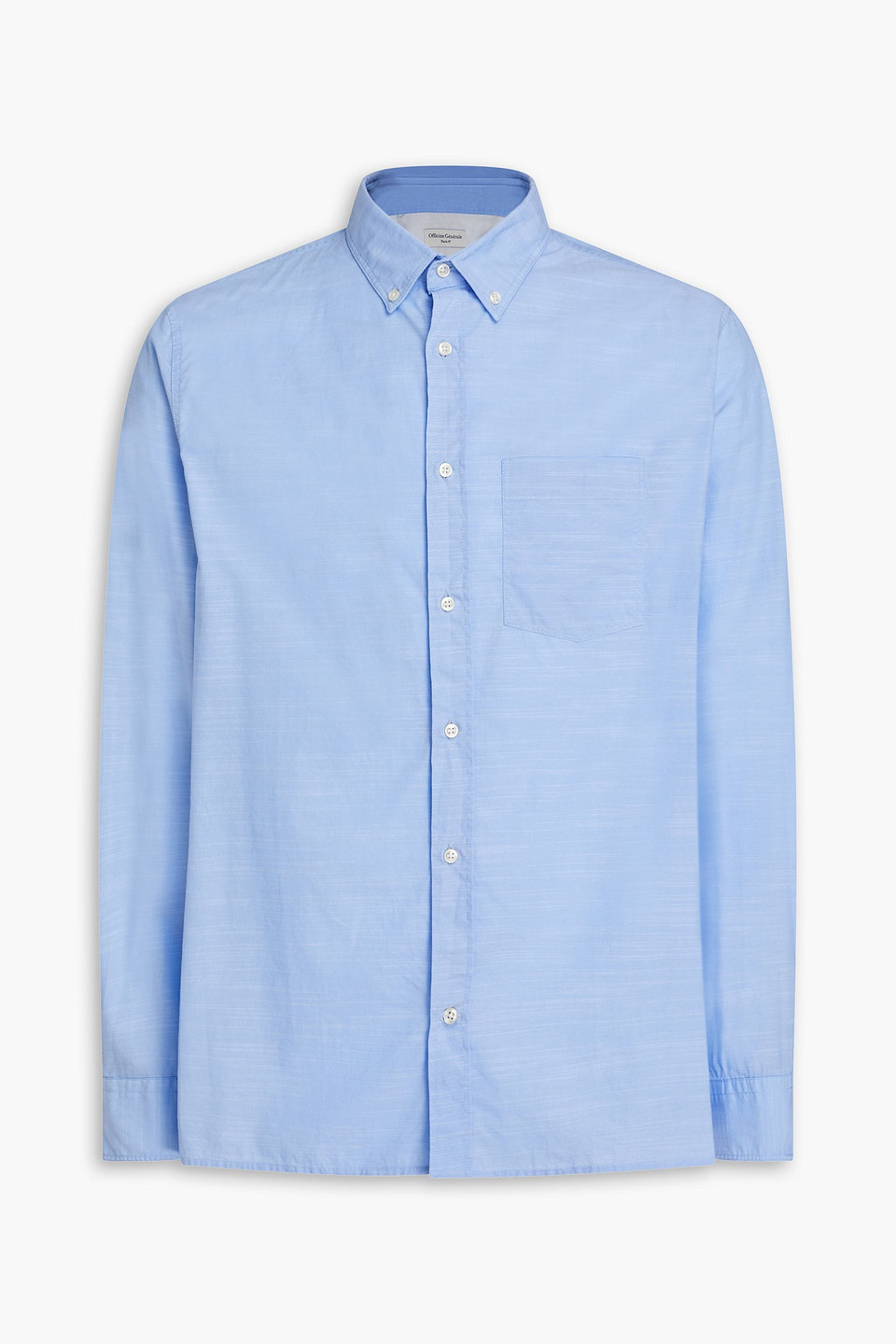 Officine Generale Slub Cotton Shirt In Light Blue