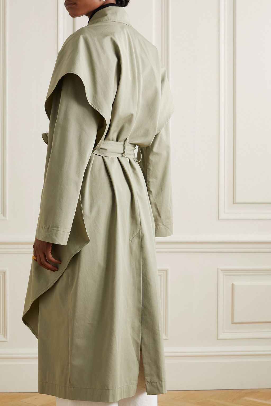 TOTEME Belted layered cotton and cupro-blend trench coat