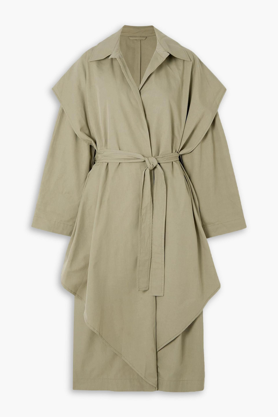 Totême Belted layered cotton and cupro-blend trench coat