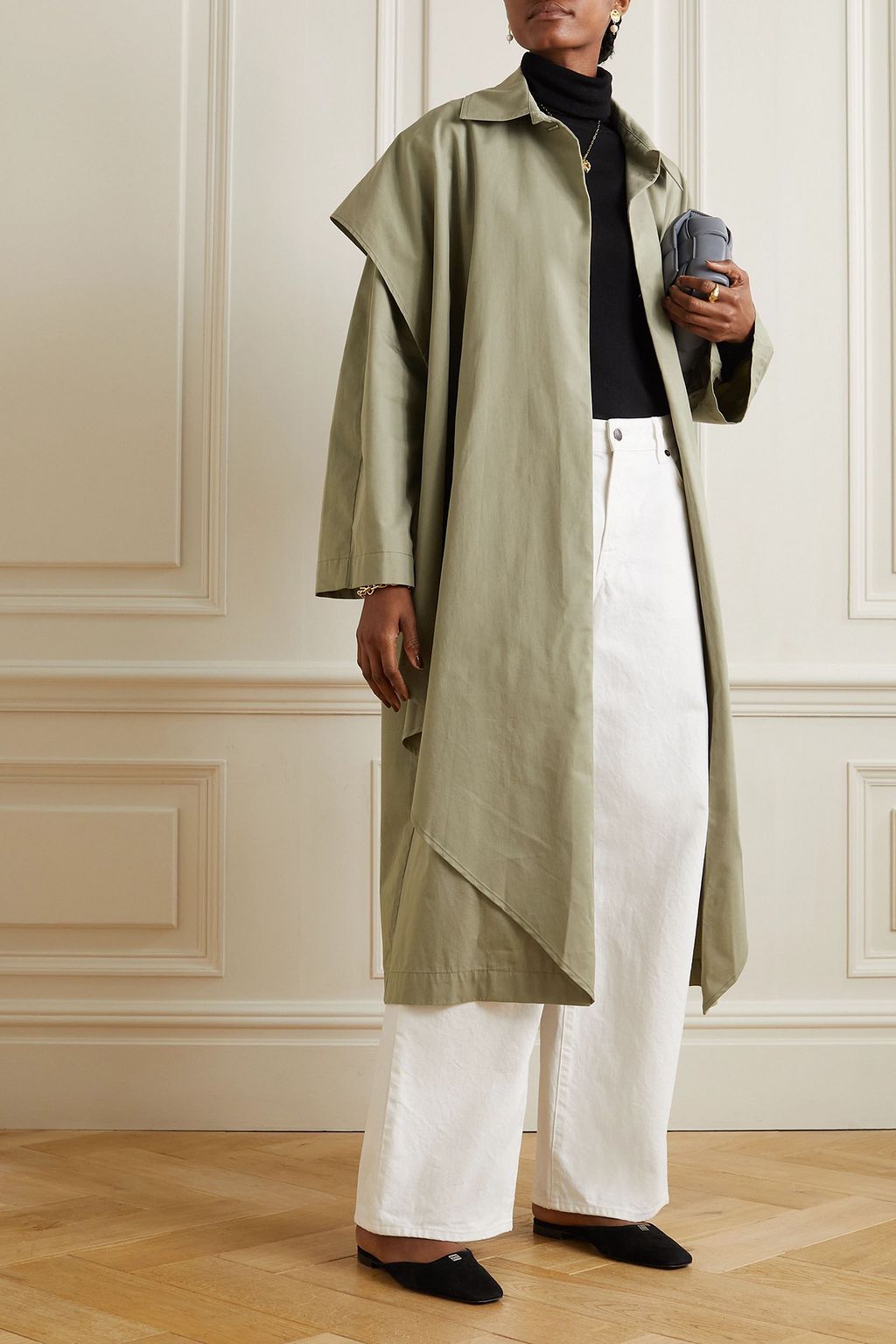 TOTEME Belted layered cotton and cupro-blend trench coat