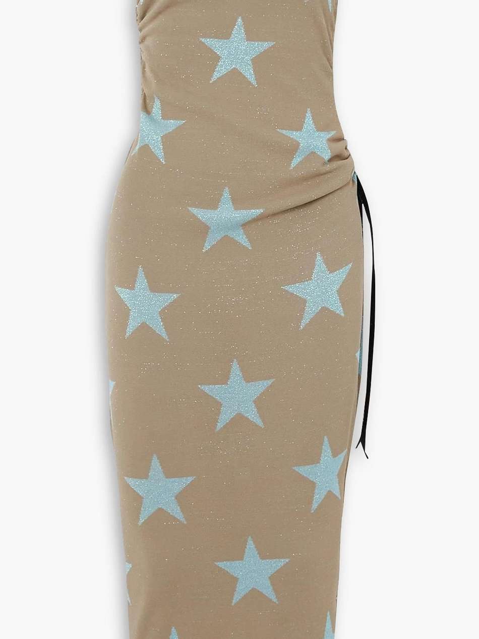 kim embroidered velvet-trimmed metallic intarsia-knit midi dress