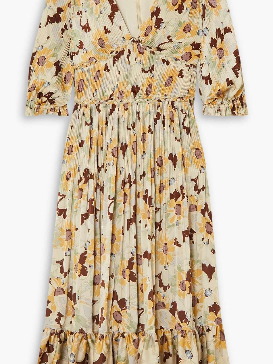 ltiti floral-print plissé-crepe midi dress