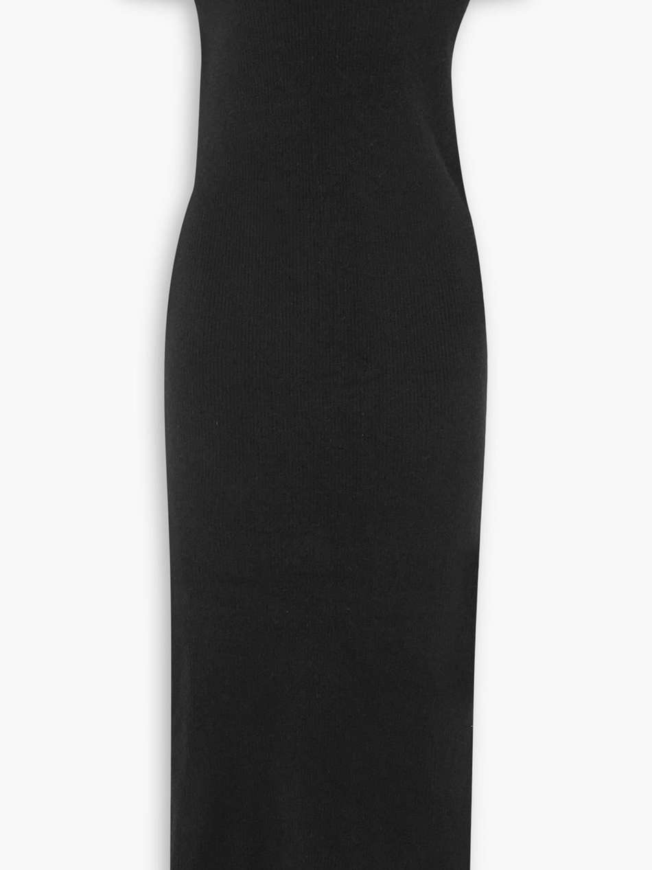 off-the-shoulder ribbed-knit midi dress