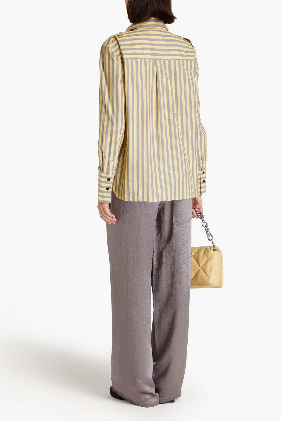 GANNI STRIPED COTTON-POPLIN SHIRT