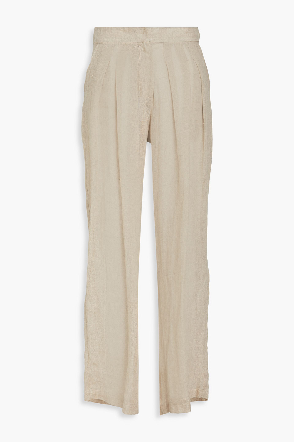 Le Kasha Pleated Linen-gauze Wide-leg Trousers In Gold