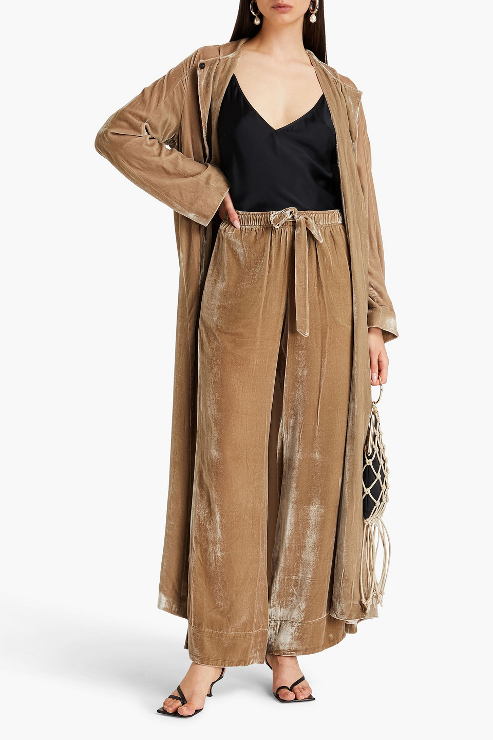 LE KASHA NADINE STRITTMATTER CAMUSFA VELVET WIDE-LEG PANTS